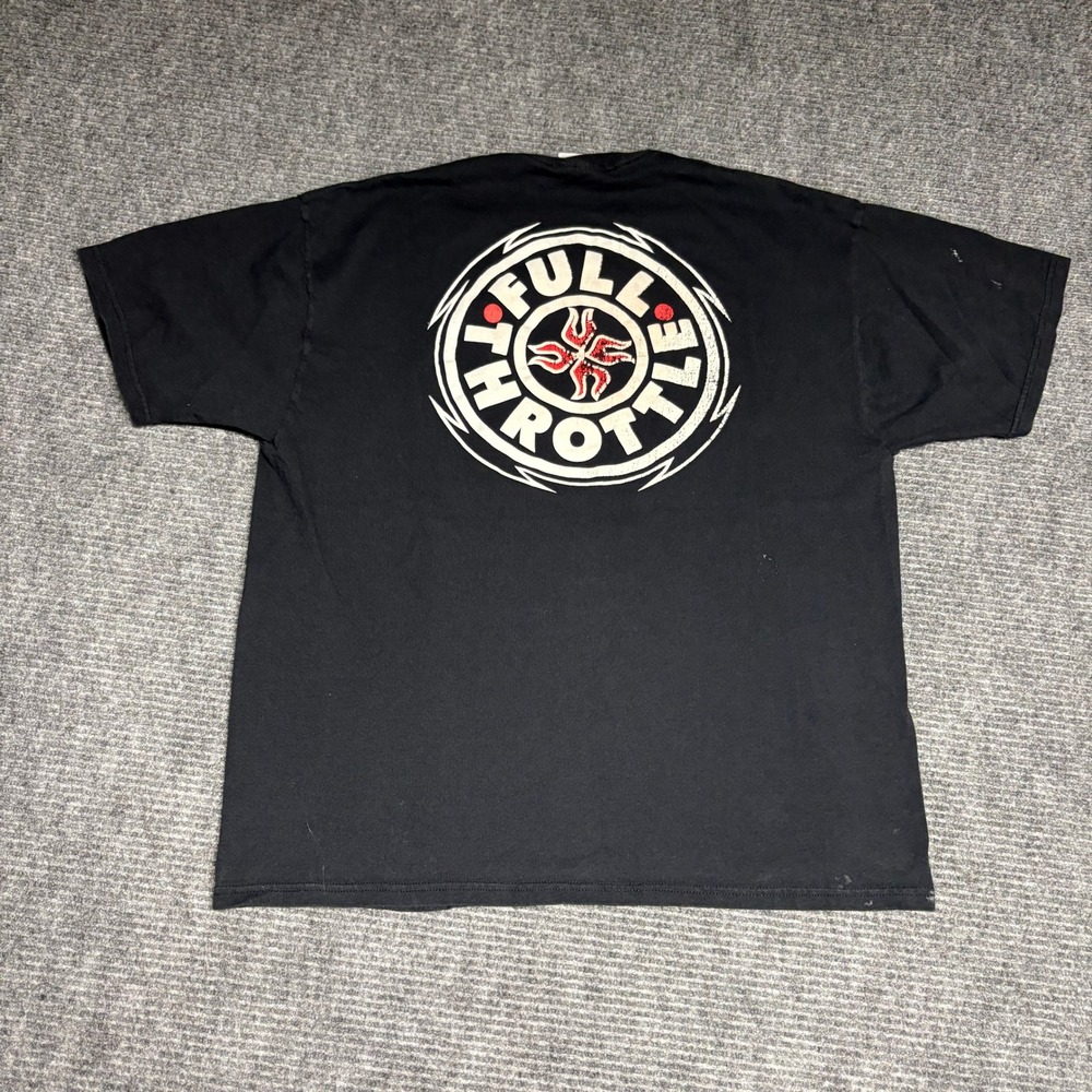 Biker Jerzees Heavyweight Cotton Full Throttle T Shirt Mens XL Black Graphic Tee